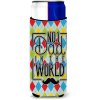 "Caroline's Treasures No 1 Dad In The World Argyle Michelob Ultra Hugger For Slim Cans, Multicolor"