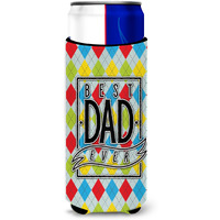 "Caroline's Treasures Best Dad Ever Argyle Michelob Ultra Hugger For Slim Cans, Multicolor"