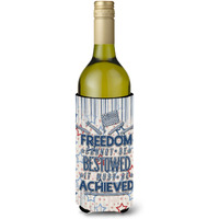 "Caroline's Treasures BB5443LITERK Freedom Must be Achieved Wine Bottle Beverage Insulator Hugger, 750ml, Multicolor"