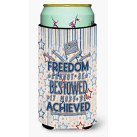 "Caroline's Treasures Freedom Must Be Achieved Tall Boy Beverage Insulator Hugger, Multicolor"