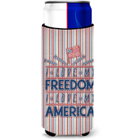 "Caroline's Treasures Freedom I love America Michelob Ultra Hugger For Slim Cans, Multicolor"