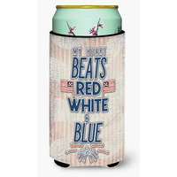 "Caroline's Treasures My Heart Beats Red White & Blue Tall Boy Beverage Insulator Hugger, Multicolor"