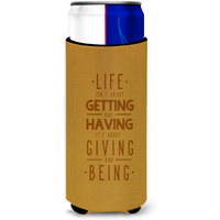 "Caroline's Treasures Life Is Giving & Being Michelob Ultra Hugger For Slim Cans, Multicolor"