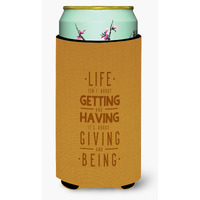 "Caroline's Treasures Life Is Giving & Being Tall Boy Beverage Insulator Hugger, Multicolor"