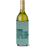 "Caroline's Treasures BB5454LITERK What you Think you Become Wine Bottle Beverage Insulator Hugger, 750ml, Multicolor"
