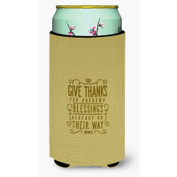 "Caroline's Treasures Give Thanks Blessings Tall Boy Beverage Insulator Hugger, Multicolor"