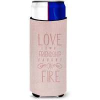 "Caroline's Treasures love Is A Friendship Michelob Ultra Hugger For Slim Cans, Multicolor"