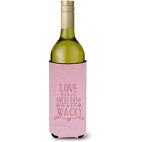 "Caroline's Treasures BB5460LITERK Love Makes You Do The Wacky Wine Bottle Beverage Insulator Hugger, 750ml, Multicolor"