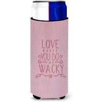 "Caroline's Treasures love Makes You Do the Wacky Michelob Ultra Hugger For Slim Cans, Multicolor"
