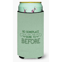 "Caroline's Treasures Go Someplace You've Never Tall Boy Beverage Insulator Hugger, Multicolor"