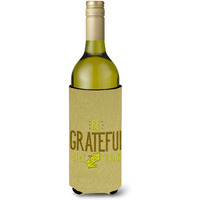 "Caroline's Treasures BB5470LITERK Be Grateful Give Thanks Wine Bottle Beverage Insulator Hugger, 750ml, Multicolor"
