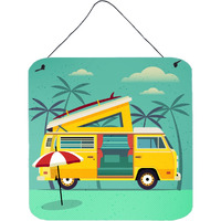 "Caroline's Treasures Greatest Adventure Camper Van Metal Print, 6 x 6, Multicolor"