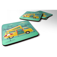 "Caroline's Treasures Greatest Adventure Camper Van Foam Coaster Set of 4, 3.5, Multicolor"