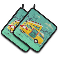 "Caroline's Treasures Greatest Adventure Camper Van Pair of Pot Holders, 7.5HX7.5W, Multicolor"