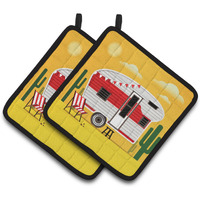 "Caroline's Treasures Greatest Adventure Retro Camper Desert Pair of Pot Holders, 7.5HX7.5W, Multicolor"