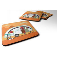 "Caroline's Treasures Greatest Adventure New Camper Foam Coaster Set of 4, 3.5, Multicolor"