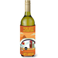 "Caroline's Treasures BB5480LITERK Greatest Adventure New Camper Wine Bottle Beverage Insulator Hugger, 750ml, Multicolor"