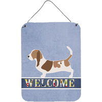 "Caroline's Treasures Basset Hound Welcome Metal Print, 16 x 12, Multicolor"