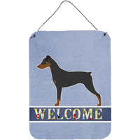 "Caroline's Treasures German Pinscher Welcome Metal Print, 16 x 12, Multicolor"