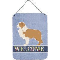 "Caroline's Treasures Red Border Collie Welcome Metal Print, 16 x 12, Multicolor"