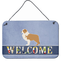 "Caroline's Treasures Red Border Collie Welcome Metal Print, 8 x 12, Multicolor"