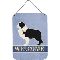"Caroline's Treasures Black Border Collie Welcome Metal Print, 16 x 12, Multicolor"