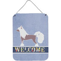 "Caroline's Treasures Chinese Crested Welcome Metal Print, 16 x 12, Multicolor"