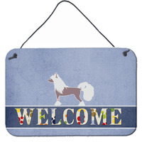 "Caroline's Treasures Chinese Crested Welcome Metal Print, 8 x 12, Multicolor"