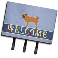 "Caroline's Treasures Pug Welcome Wall Hook, Triple, Multicolor"