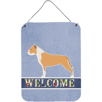 "Caroline's Treasures Staffordshire Bull Terrier Welcome Metal Print, 16 x 12, Multicolor"