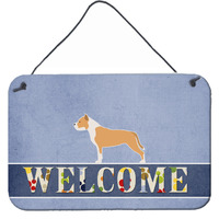 "Caroline's Treasures Staffordshire Bull Terrier Welcome Metal Print, 8 x 12, Multicolor"