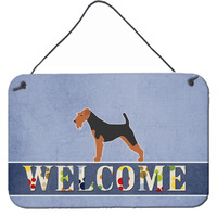 "Caroline's Treasures Airedale Terrier Welcome Metal Print, 8 x 12, Multicolor"