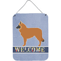 "Caroline's Treasures Belgian Shepherd Welcome Metal Print, 16 x 12, Multicolor"