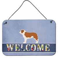 "Caroline's Treasures Saint Bernard Welcome Metal Print, 8 x 12"