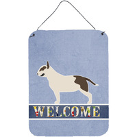 "Caroline's Treasures Bull Terrier Welcome Metal Print, 16 x 12, Multicolor"