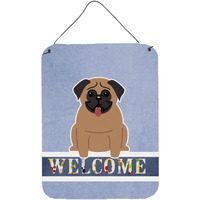 "Caroline's Treasures Pug Brown Welcome Metal Print, 16 x 12, Multicolor"