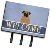 "Caroline's Treasures Pug Brown Welcome Wall Hook, Triple, Multicolor"