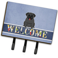 "Caroline's Treasures Pug Black Welcome Wall Hook, Triple, Multicolor"