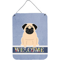 "Caroline's Treasures Pug Fawn Welcome Metal Print, 16 x 12, Multicolor"