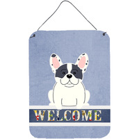 "Caroline's Treasures French Bulldog Piebald Welcome Metal Print, 16 x 12, Multicolor"
