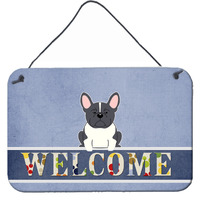 "Caroline's Treasures French Bulldog Black White Welcome Metal Print, 8 x 12"