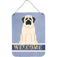 "Caroline's Treasures Mastiff White Welcome Metal Print, 16 x 12, Multicolor"