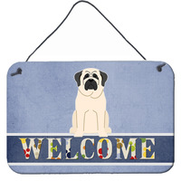 "Caroline's Treasures Welcome Mastiff White Metal Print, 8 x 12"