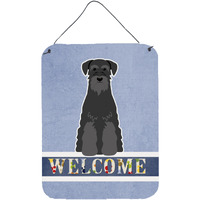 "Caroline's Treasures Standard Schnauzer Black Welcome Metal Print, 16 x 12, Multicolor"