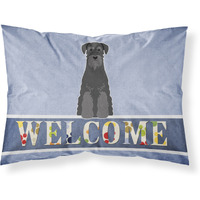 "Caroline's Treasures Standard Schnauzer Black Welcome Printed, Polyester, 250 Thread count, Envelope closure Pillowcase, Standard, Multicolor"