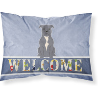 "Caroline's Treasures Staffordshire Bull Terrier Blue Pillowcase, Standard, Multicolor"