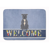"Caroline's Treasures Staffordshire Bull Terrier Blue Welcome Floor Mat, 19 x 27, Multicolor"