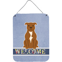"Caroline's Treasures Staffordshire Bull Terrier Brown Metal Print, 16 x 12, Multicolor"
