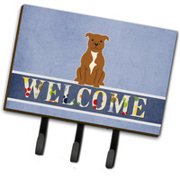 "Caroline's Treasures Staffordshire Bull Terrier Brown Wall Hook, Triple, Welcome"