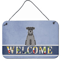 "Caroline's Treasures Miniature Schanuzer Black Silver Metal Print, 8 x 12, Welcome"